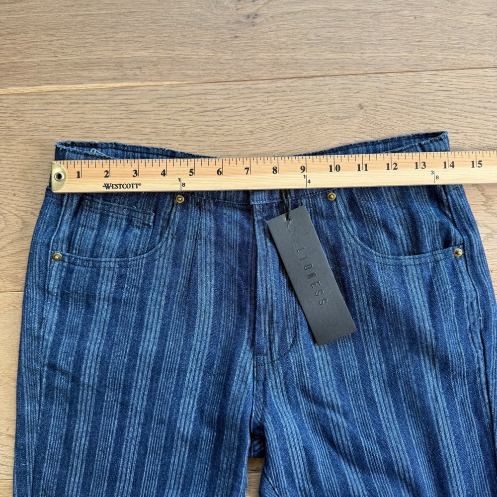 Lioness Charismatic Pinstripe Denim Set Corset Top S and Flare Jeans XS Blue - Picture 11 of 16